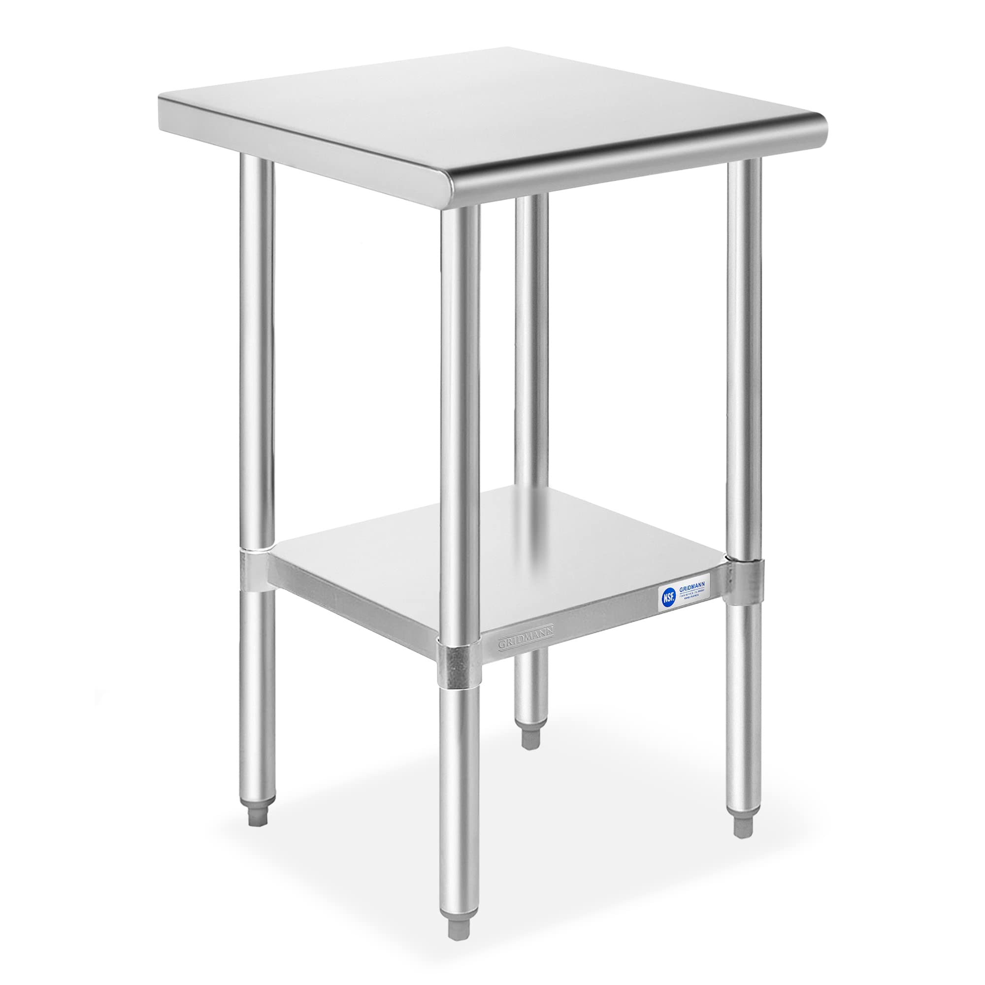 GRIDMANN Stainless Steel Work Table 18 x 24 Inches, NSF Commercial Kitchen Prep Table with Under Shelf for Restaurant and Home