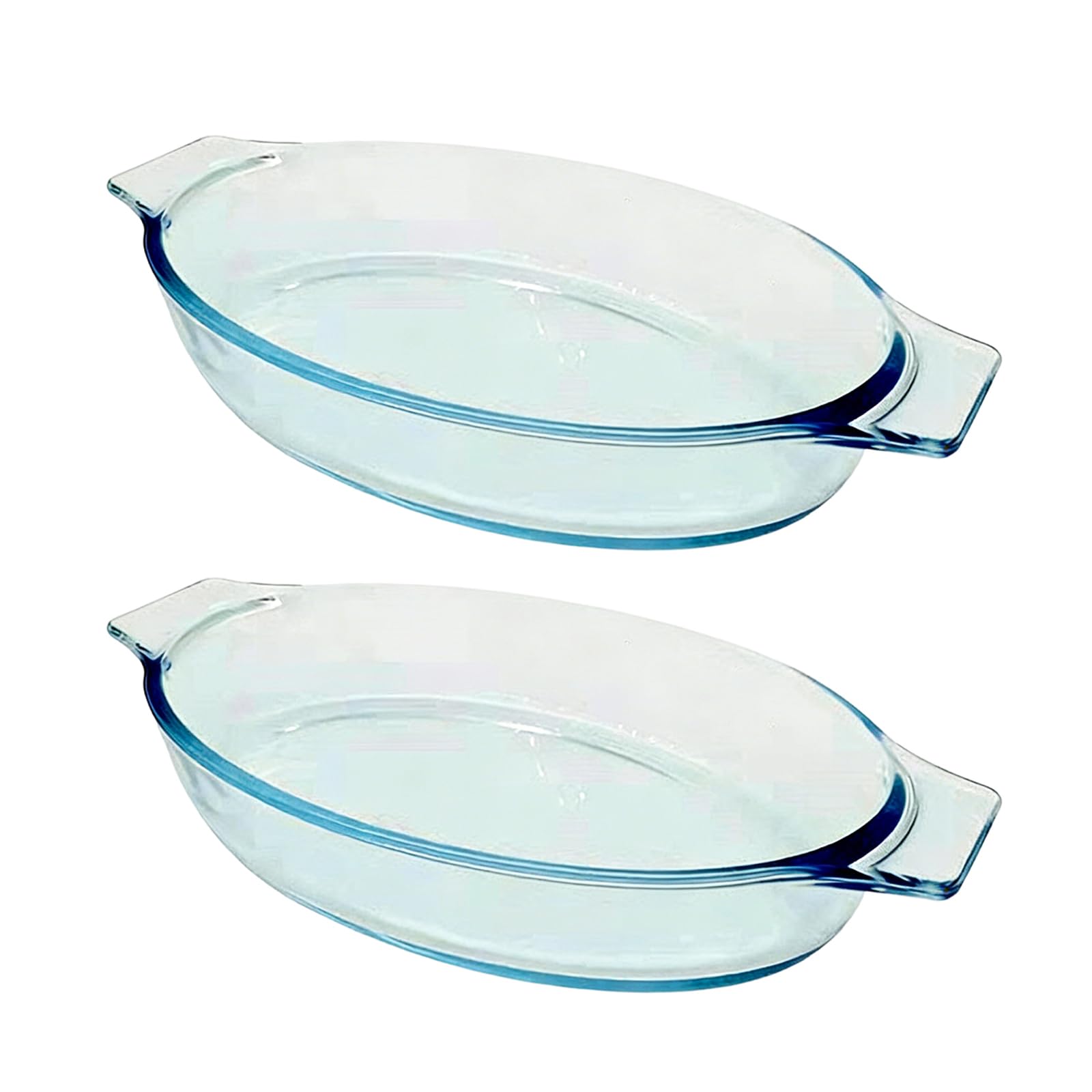 Kaeltsyn Of 2 Small Elliptical Glass Bakeware Oven Microwave Safe for Desserts and Casseroles Small Glass Roasting Pan