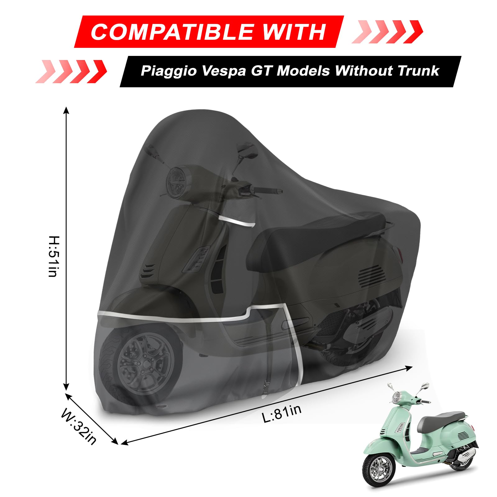 Telo Copri da Esterno per Piaggio Vespa GTV GTS GT60/125/200/250/300