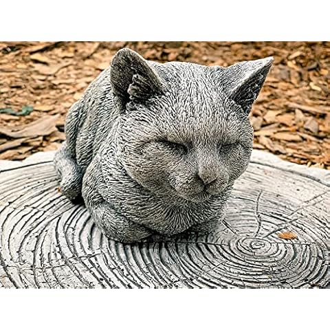 OLOMA Outdoor Sleeping Cat Statue Concrete Cat Cement Cat Statue Cat Memorial Stone Cat Garden Figure Garden Cat Outdoor Memorial Gift Cover