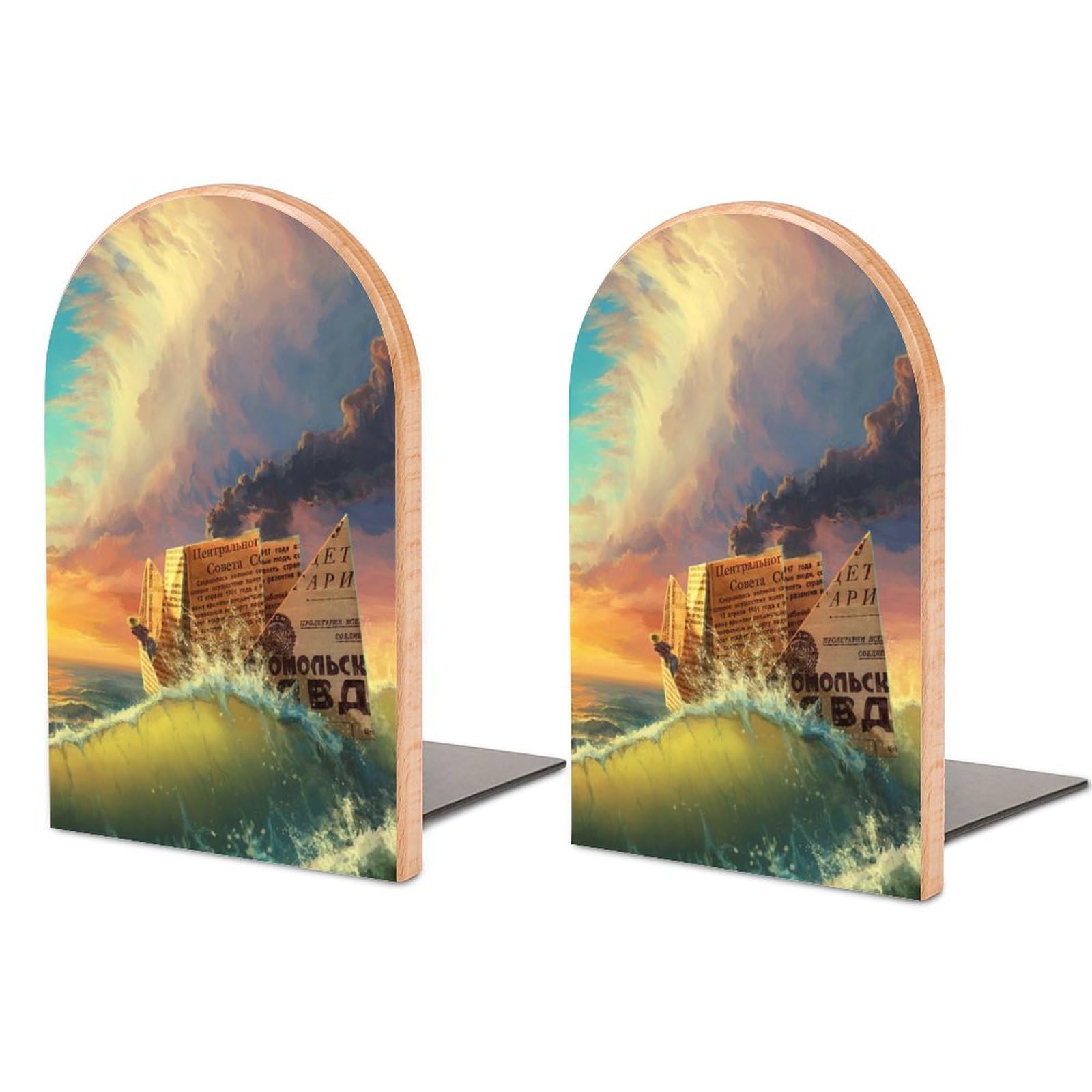 Amazon.co.jp: 本立て ブックエンド 風景 海 ボート ブックスタンド