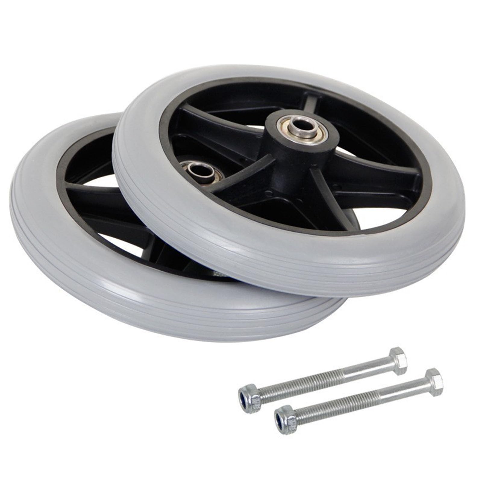 LHX Wheelchair Front Wheel Accessories Scooter Front Wheel with Bearing 6-inch/7-inch 8/inch Solid Wheel Wheelchair Replacement Front Wheel Wear-Resistant(Gris,8 inch)