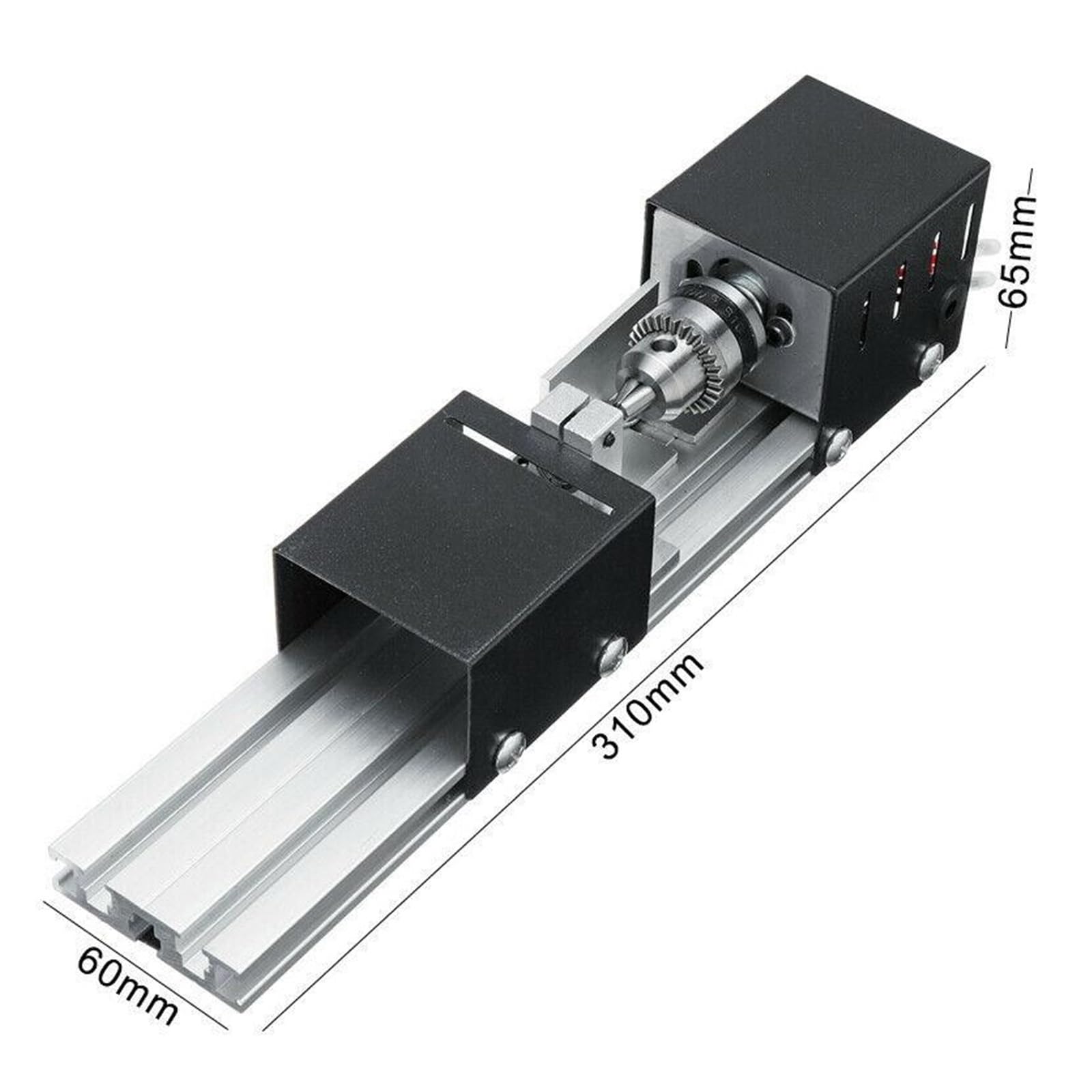 200W Mini Tokarka Koraliki Maszyna Do Obróbki Drewna DIY Tokarka Polerowanie Zestaw Wierteł Z Adapterem Frez Rzeźbiarski Tokarka Do Drewna I Wysoka Precyzja, Stabilność, Niski Poziom HałAsu(Black)