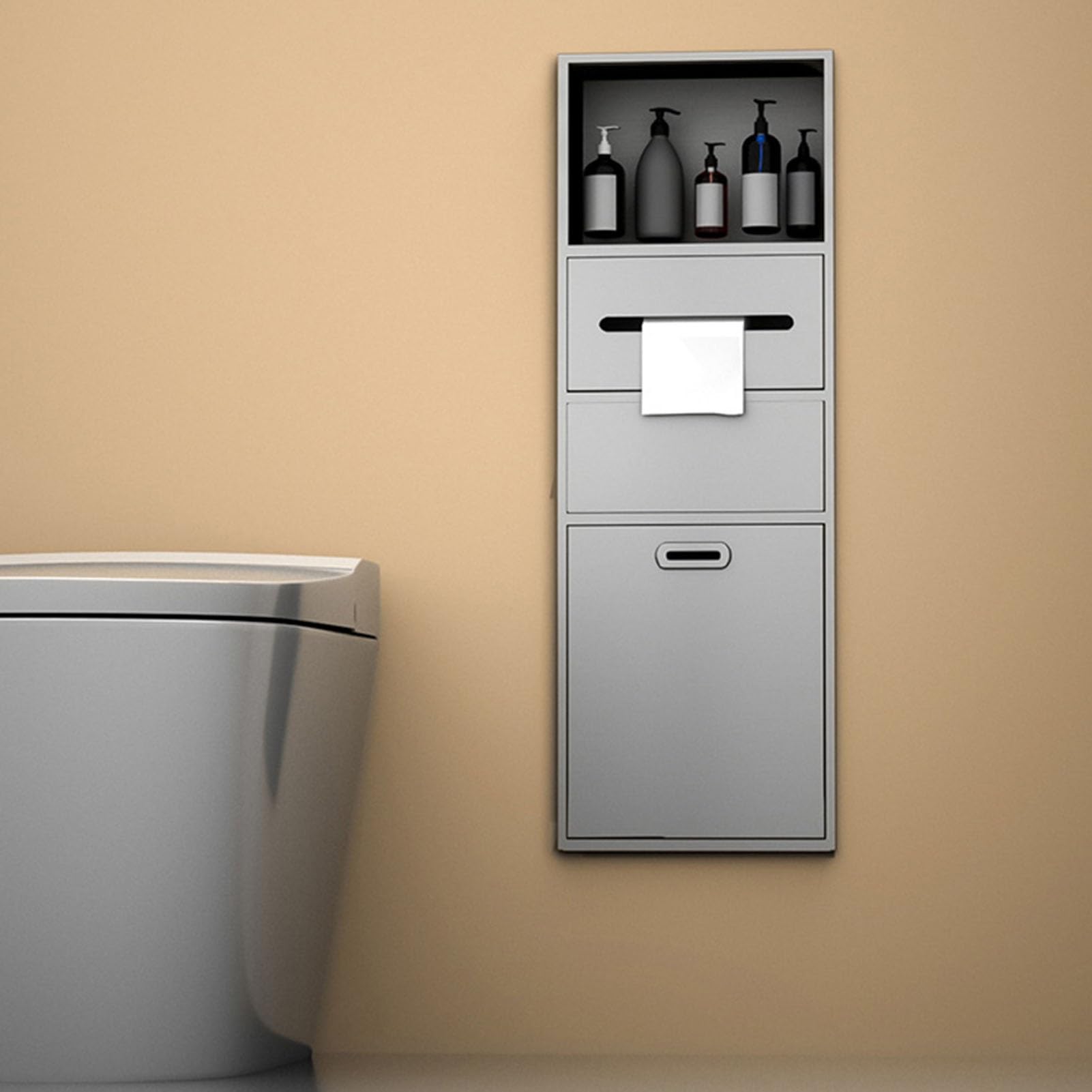 Nicchia da bagno in acciaio inossidabile, acciaio inossidabile spazzolato, mensola quadrata per doccia, mensola da bagno a nicchia da parete per shampoo, inserto per organizer per prodotti