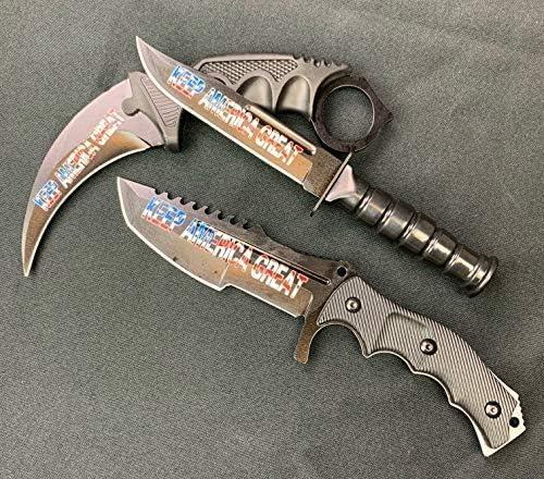 Falcon CSGO Tactical Fixed Blade Set. 3 PCS Tactical Daggers. 2 Different Combo. For Collection, Gift, and Outdoors Camping Cut Ropes, Branches (KAG-Black)