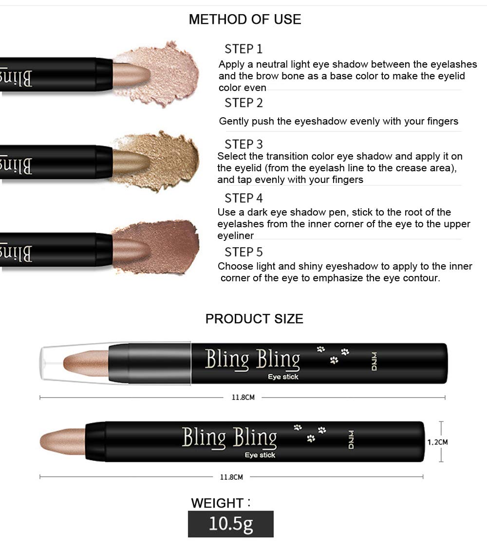 5PCS Eyeshadow Stick Bright Light Shimmer,Nautral Cream Eyeshadow Pencil Hypoallergenic Eyeshadow, Waterproof & Long Lasting Starter Eyeshadow Stick Sets image 3