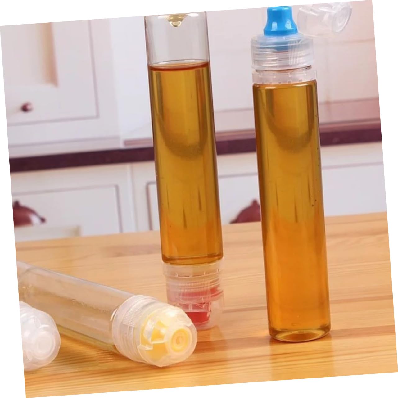 NAMOARLY Reusable Snack Containers Lids 4 Pack Pvc Honey Storage Bottles Food Sealed Salad Ketchup Containers for Travel Office Random