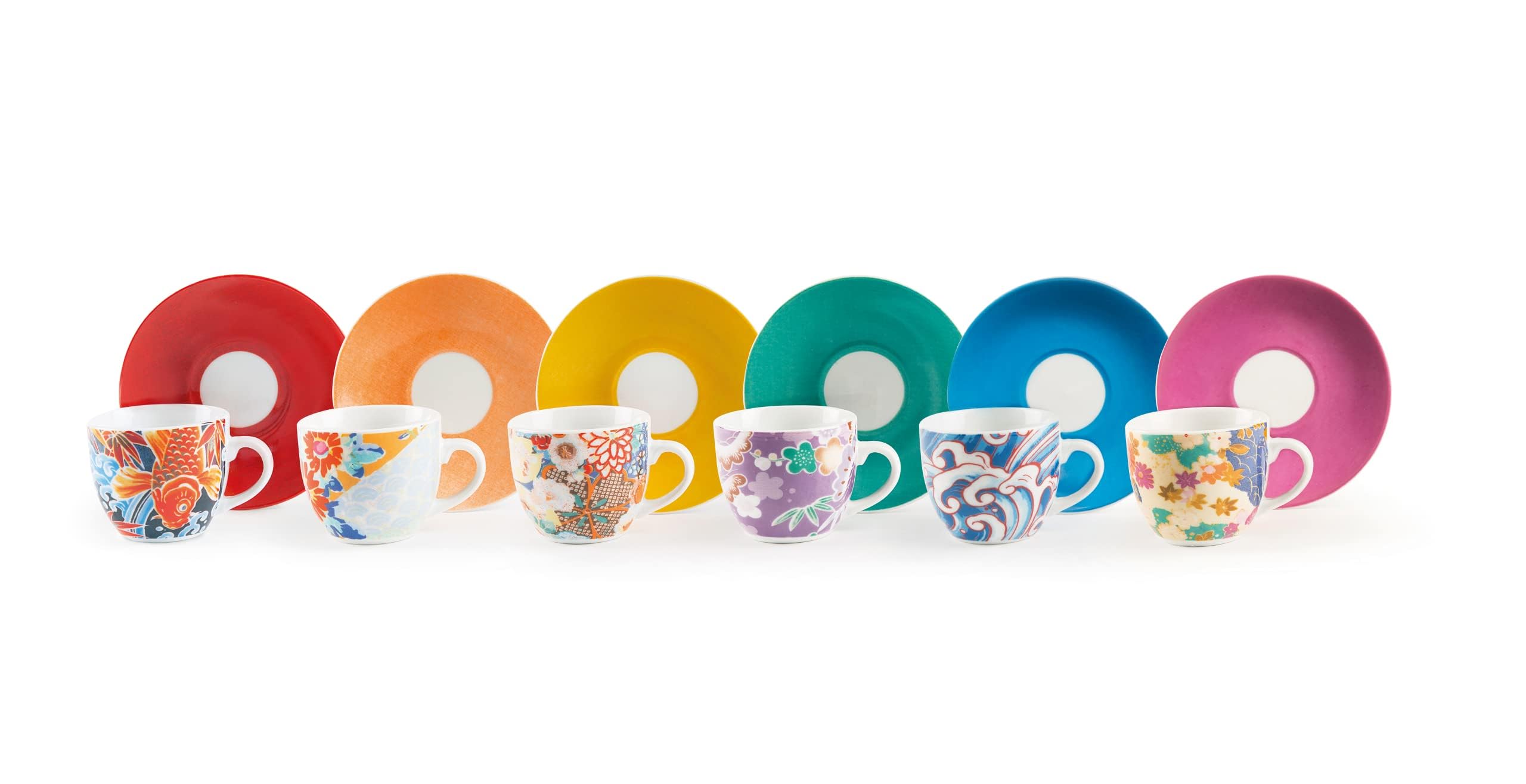 CELLO Imperial Costa - Set 6 Tazze Con Piattini In Opale, 160 Ml, Bianco, Resistente E Lavabile In Lavastoviglie