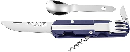 Outdoor Bivouac - Juego de utensilios multifunción, color azul, hecho en Francia