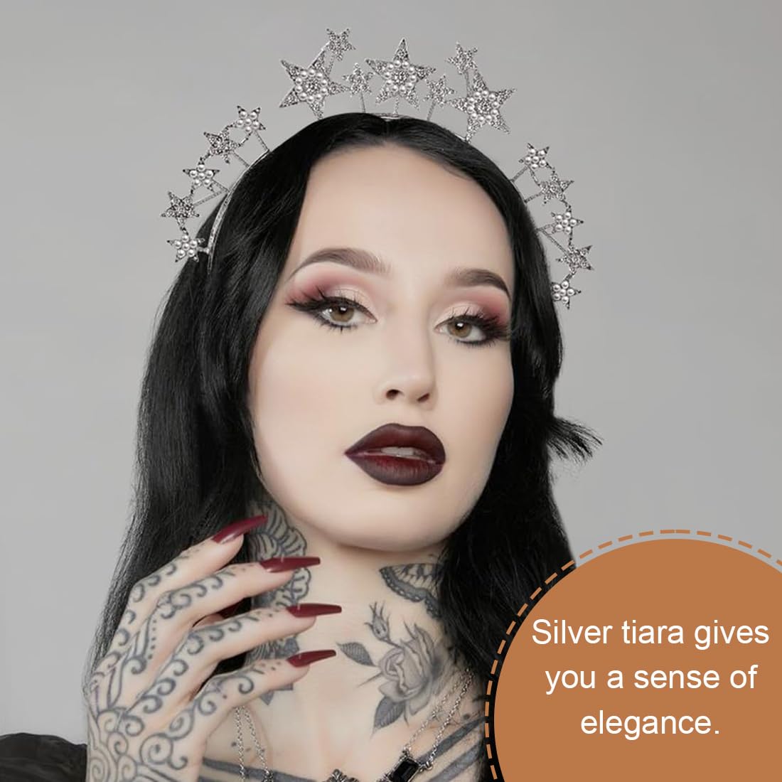 Cerchietto Aureola Con Stella E Strass Argento - Diadema Per Donne E Ragazze, Per Feste E Matrimoni