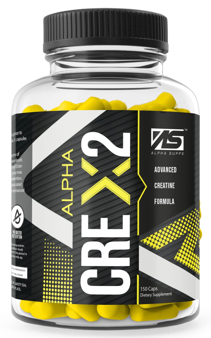 Alpha Supps - Alpha CRE X2 | 1500mg Each Creatine HCL & Creatine Ethyl Ester | Advanced Creatine Formula | 150 Capsules