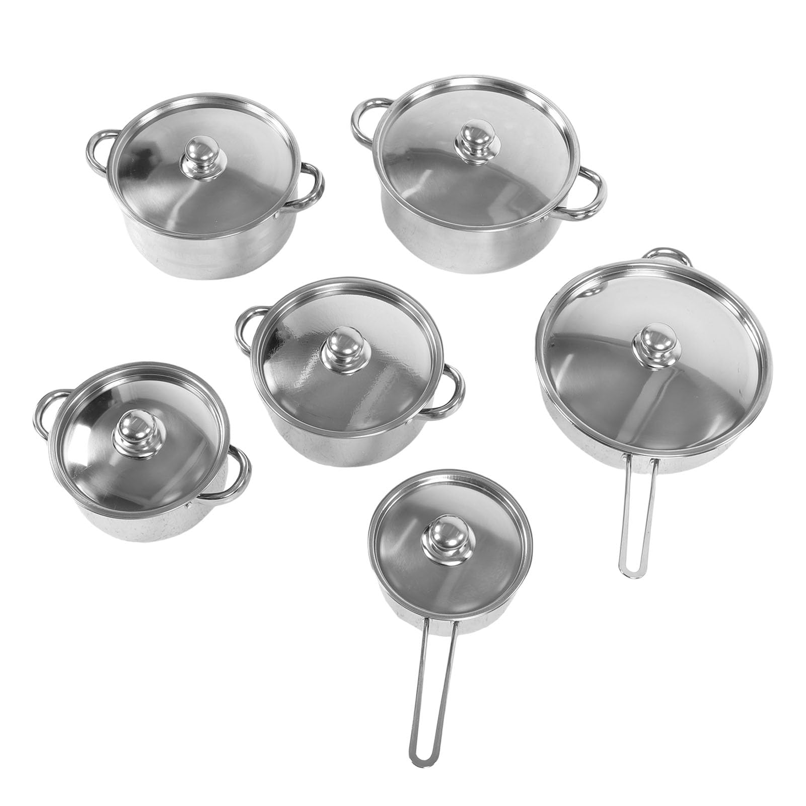 Eujgoov Set di Pentole in Acciaio Inossidabile, Pentole e Padelle Durevoli per la Casalinga, Set da da 6 Pezzi Compatibile con Induzione per un Uso Versatile