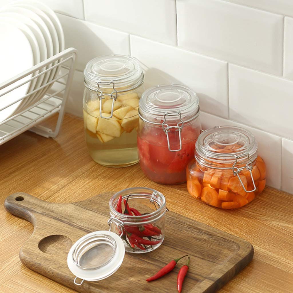 Tarros de té Botes de almacenamiento de vidrio transparente Botes de cocina y tarros de conservas con cierre hermético, cierre y gatillo hermético, tapas de vidrio transparente tarros de