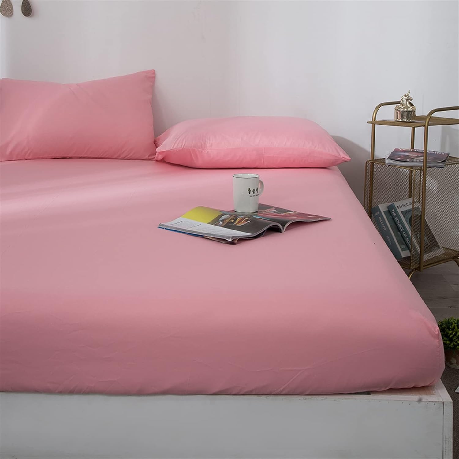 Fitted Sheet with 2 Matching Pillow Case Mattress Protector Soft Breathable Mattress Pad Cover with Deep Pocket Snug Fit Mattress Fitted Sheet Orange 52x78 inches|9" Deep
