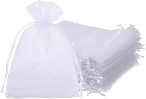 Onwon 100 bolsas de regalo de organza con cordón de 5 x 7 pulgadas, para fiestas, bodas, viajes, joyas, bolsas de dulces, para ducha, color blanco disponible en Yaxa Peru