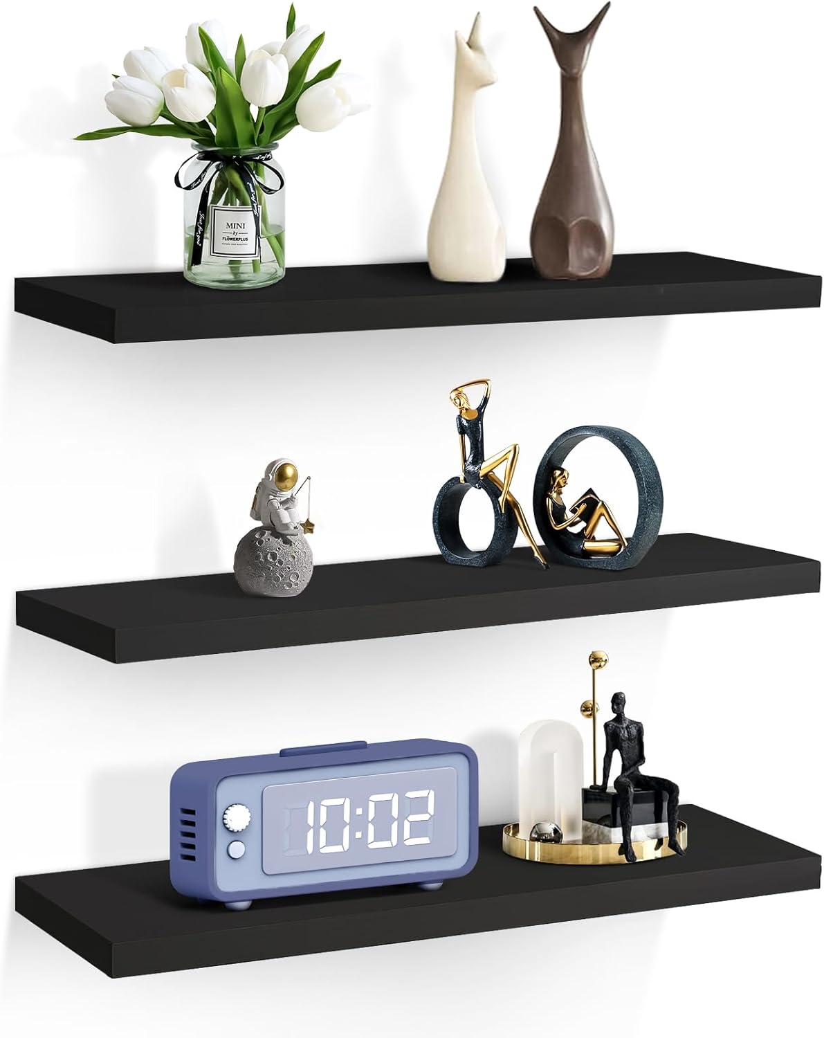 Sour Lemon 3PCS Floating Shelves Black, 40cm Shelves for wall,Shelves ...