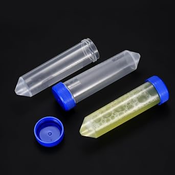 26 Pcs 50ml Plastic Test Tubes with Lids, Sample Bottles Sample Vials Containers, Test Vials Shot Tubes with Screw Caps Lid for Lab DIY Crafts Liquids, with 1 Sheet Sticker