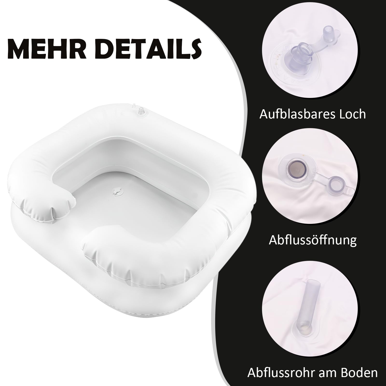 ZYNERY Haarwaschbecken,Haarwaschbecken Für Bettlägerige,Aufblasbares Haarwaschbecken,Haare Waschen Im Bett,Geeignet Für Bettlägerige Schwangere,Kinder Und Postoperative Verletzungen