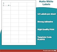 Vista 4 de Premium Label Supply Etiquetas adhesivas blancas para código de barras 2 x 1 pulgada Compatible con láserinyección de tinta (40 por hoja), 25
