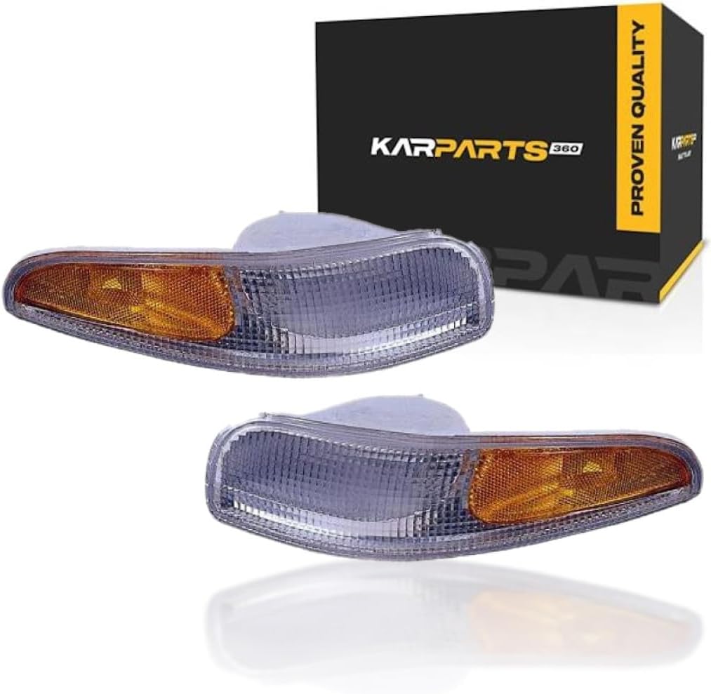 CarLights360 For 1997-2004 Chevy Corvette Pair Driver and Passenger Side Turn Signal/Side Marker Light Lens and Housing Only GM2520186 GM2521186 | 10301357 10301356