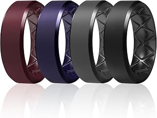 Egnaro Silicone Ring For Men 9mm Wide 2.5mm Thick, Rubber Wedding Bands Ergonomic Breathable Design, Flexible Engagement Rings