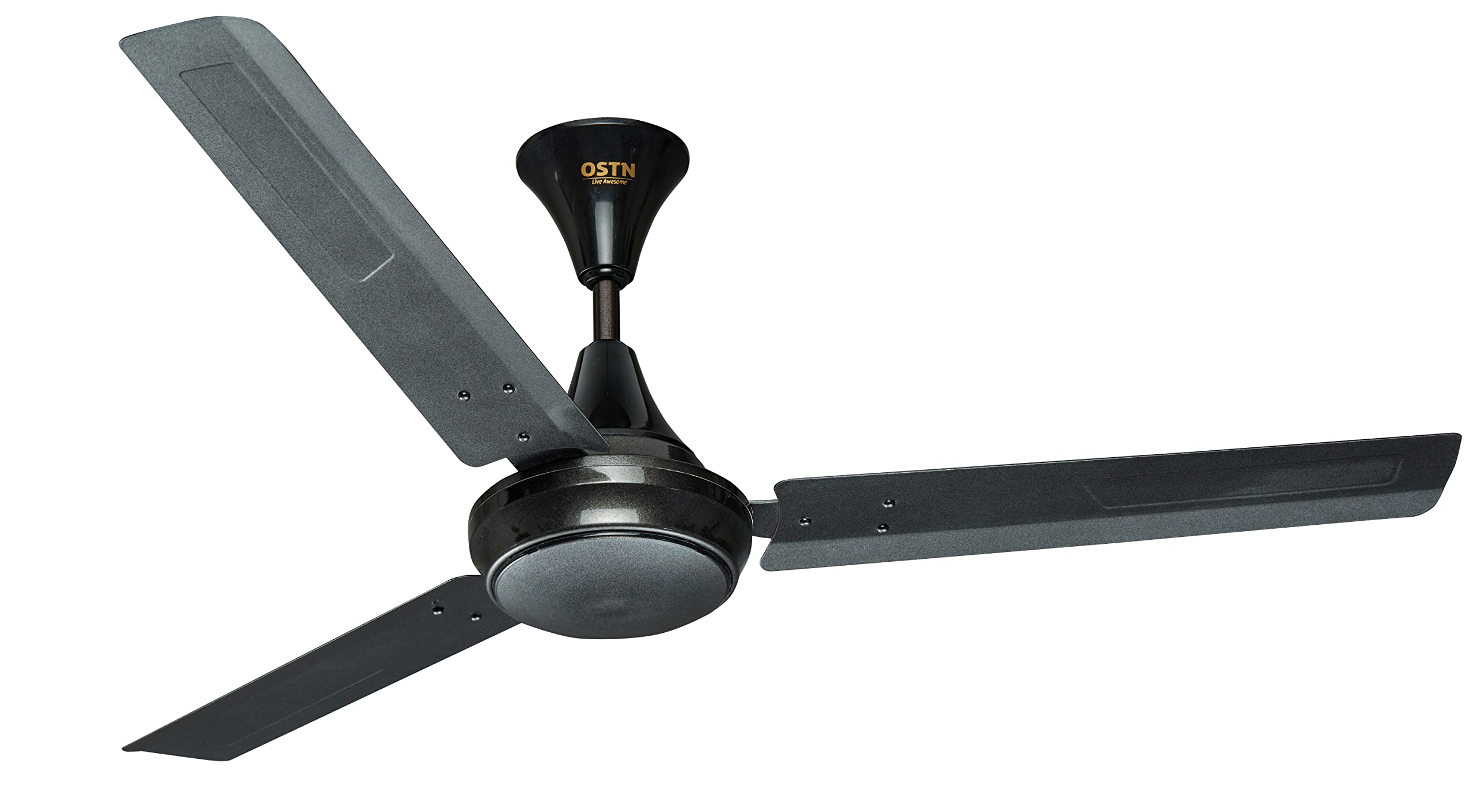 OSTN ARC 3 HYBRID 1200mm BLDC Motor (AC/DC) 5 Star Rated Ceiling Fans with Remote Control | Upto 70% Saving, High AD & LED Indicators | 230V AC & 12V DC | 25 Watts, 2+1 Year Warranty | Metallic Black