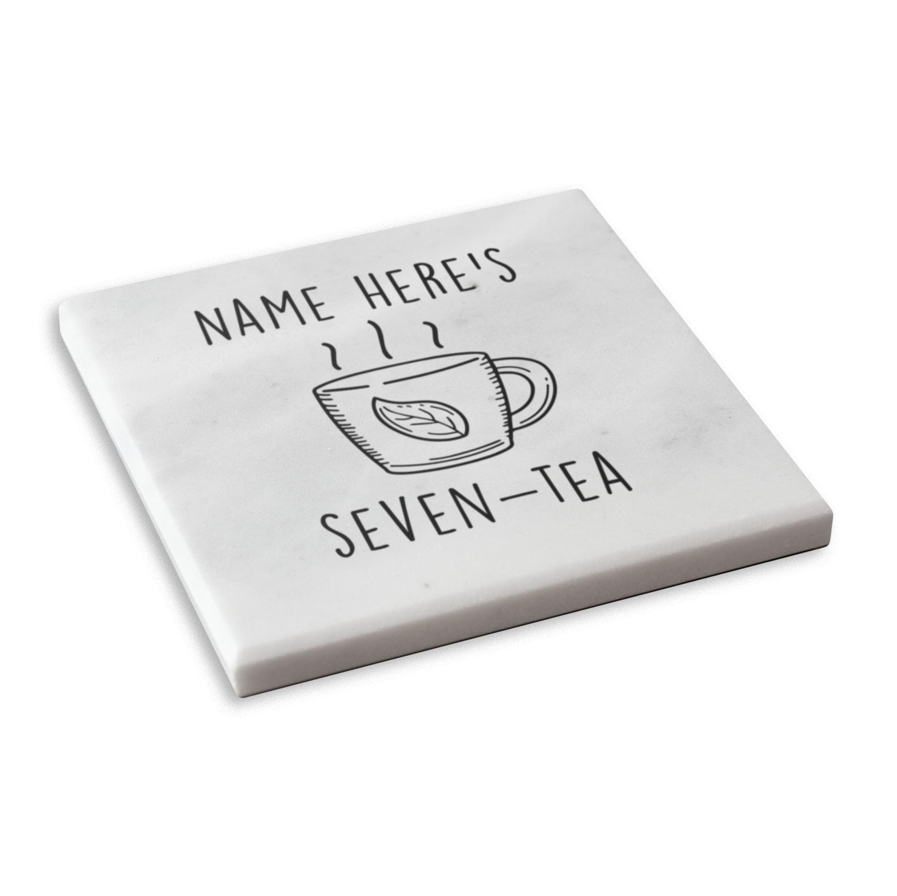 Seven Tea Solid Marble Coaster Drink Coaster Personalised 70th Birthday Gift (Grey)