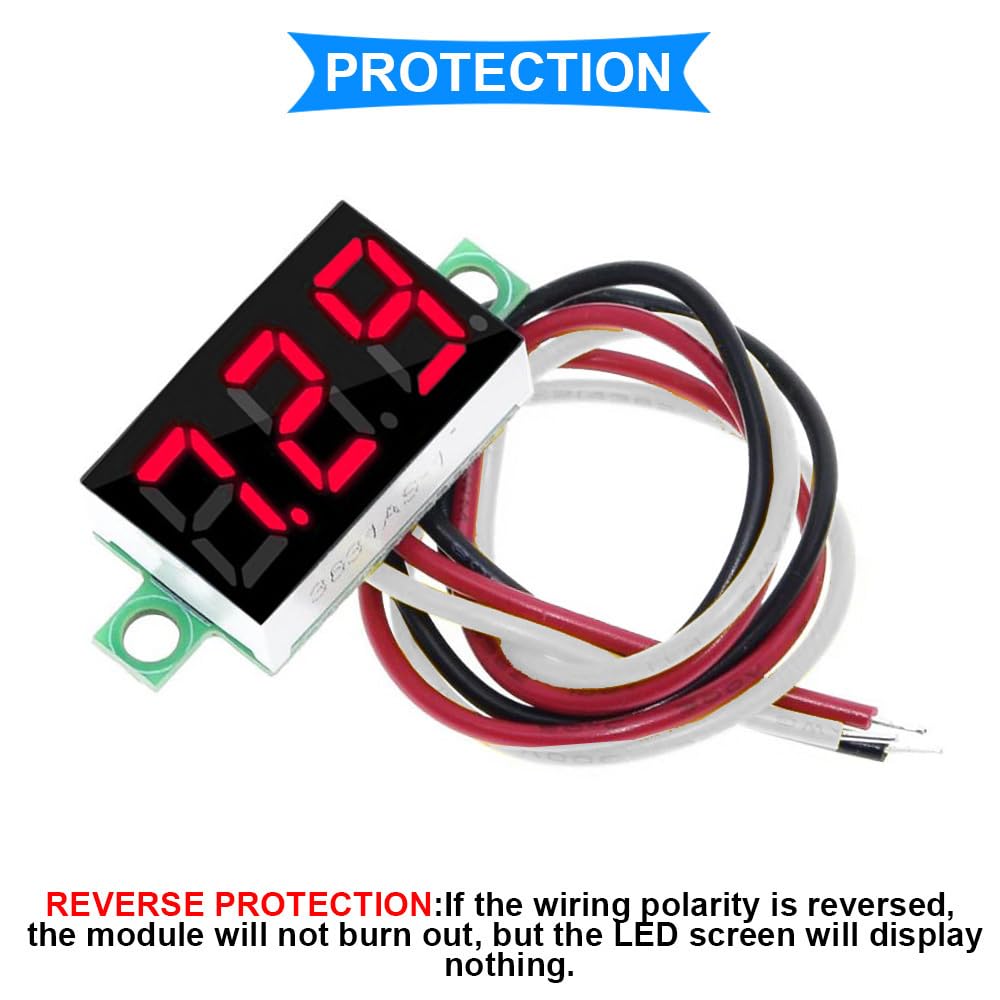 Mini Voltmètre DC 0 199.9 V Voltmètre Numérique LED Rouge Tension Panel