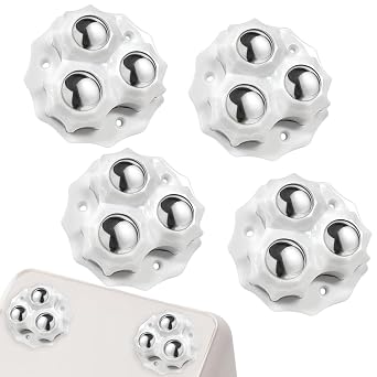 Pack of 4 Heavy-Duty Self-Adhesive 360  Furniture & Table Rollers with 150kg Load Capacity White