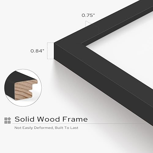 Miniatura 4 de Golden State Art, Marco de fotos de madera maciza de 12 x 16 pulgadas, tapete blanco para fotos de 8 x 12 pulgadas, dientes de sierra para