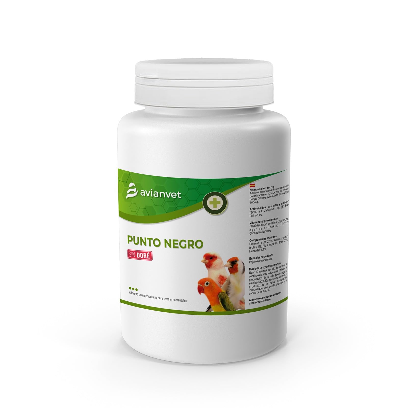 Punto Negro | Complément Alimentaire pour Oiseaux | Réduit Le Risque de Point Noir chez Les Oisillons | Prévient Les Infections Gastro-intestinales – 250 g