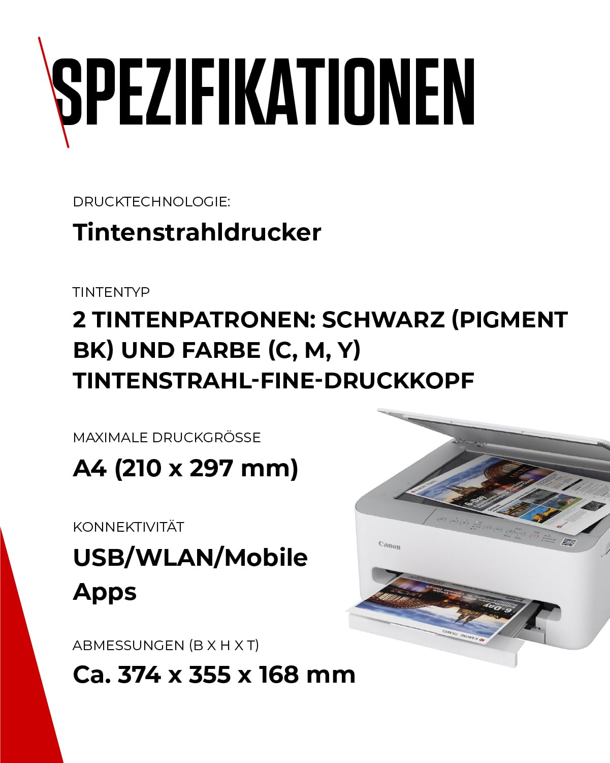 Canon PIXMA TS4151I -WLAN-Multifunktionsdrucker mit Papierkassette und Frontbedienung & Duplexdruck | Kabelloses Drucken vom Smartphone leicht gemacht PIXMA Print Plan kompatibel
