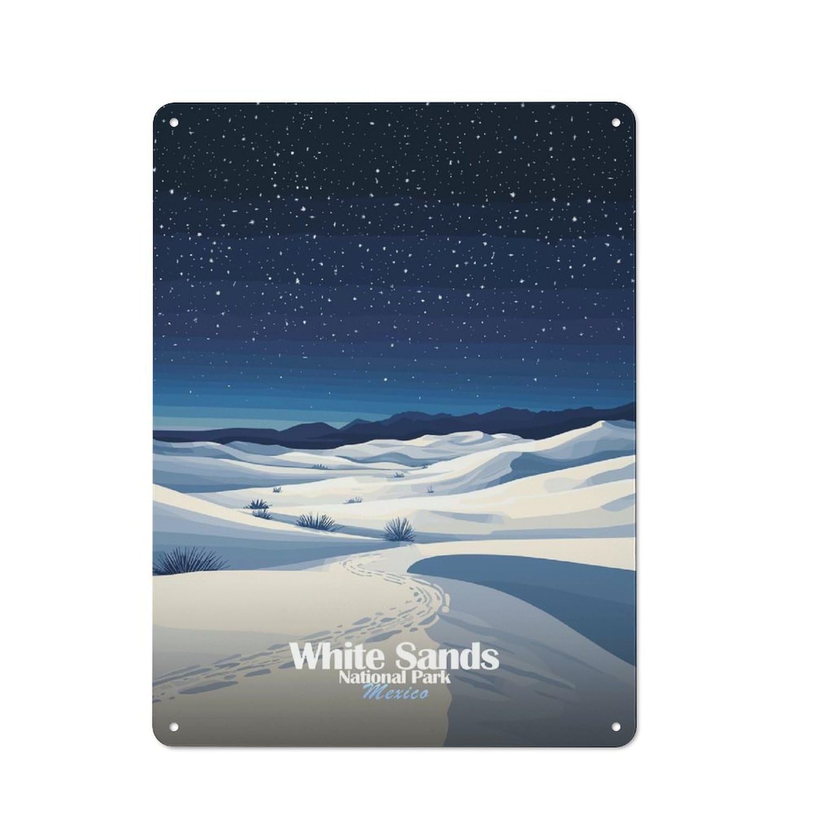 Junmoney Style-7 Tin Wall Plaque 40X30cm With White Sands National Park(2) For Garage Wall, With Clear Vintage Wall Decor Character