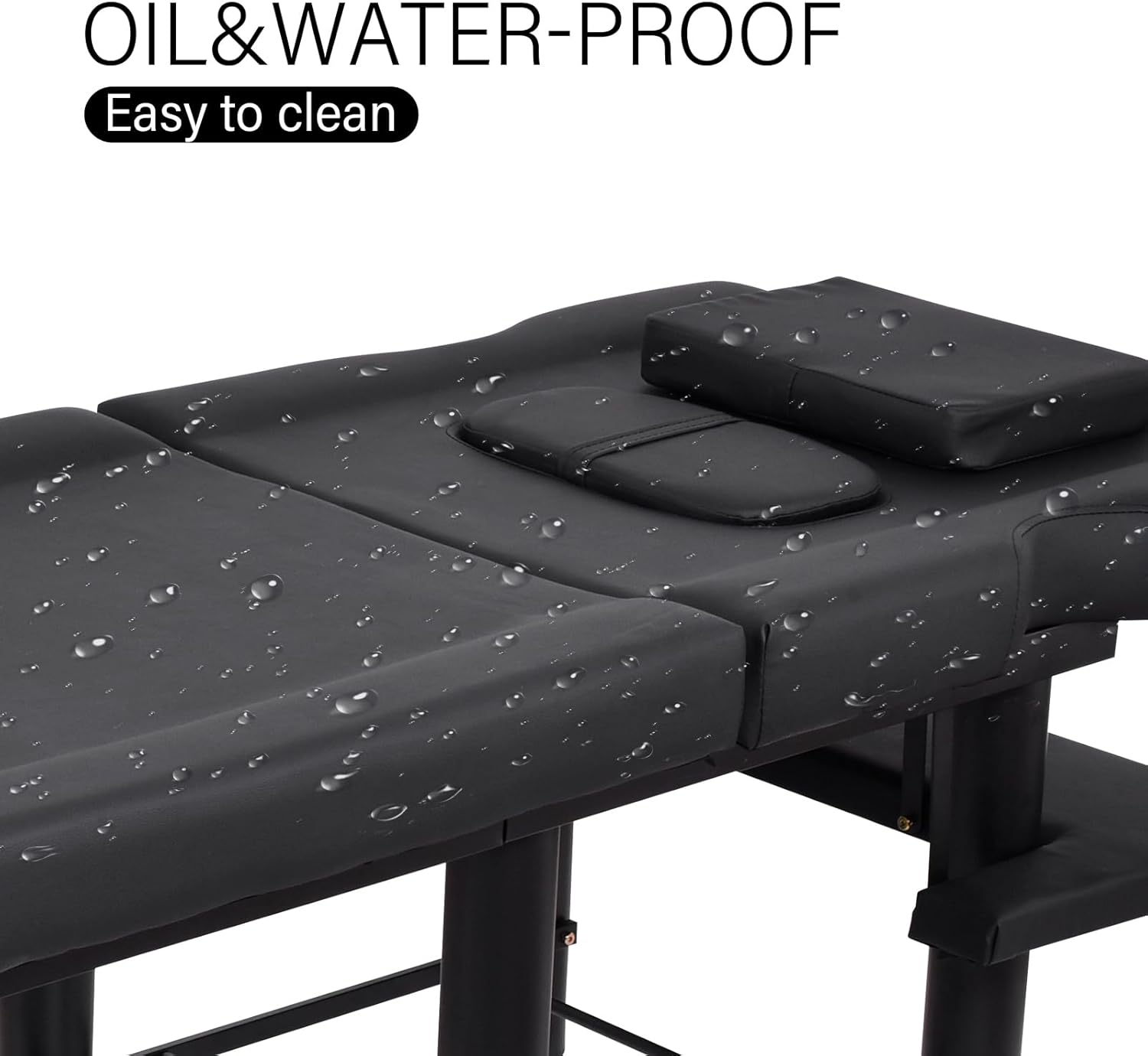 Professional Stationary Massage Table with Backrest, Adjustable Thick Foam Spa Massage Beds,Metal Frame PU Leather 27.55'' Wide 72.83'' Long Heavy Duty Bed for Massages, Hairdressing, Spas(Black)