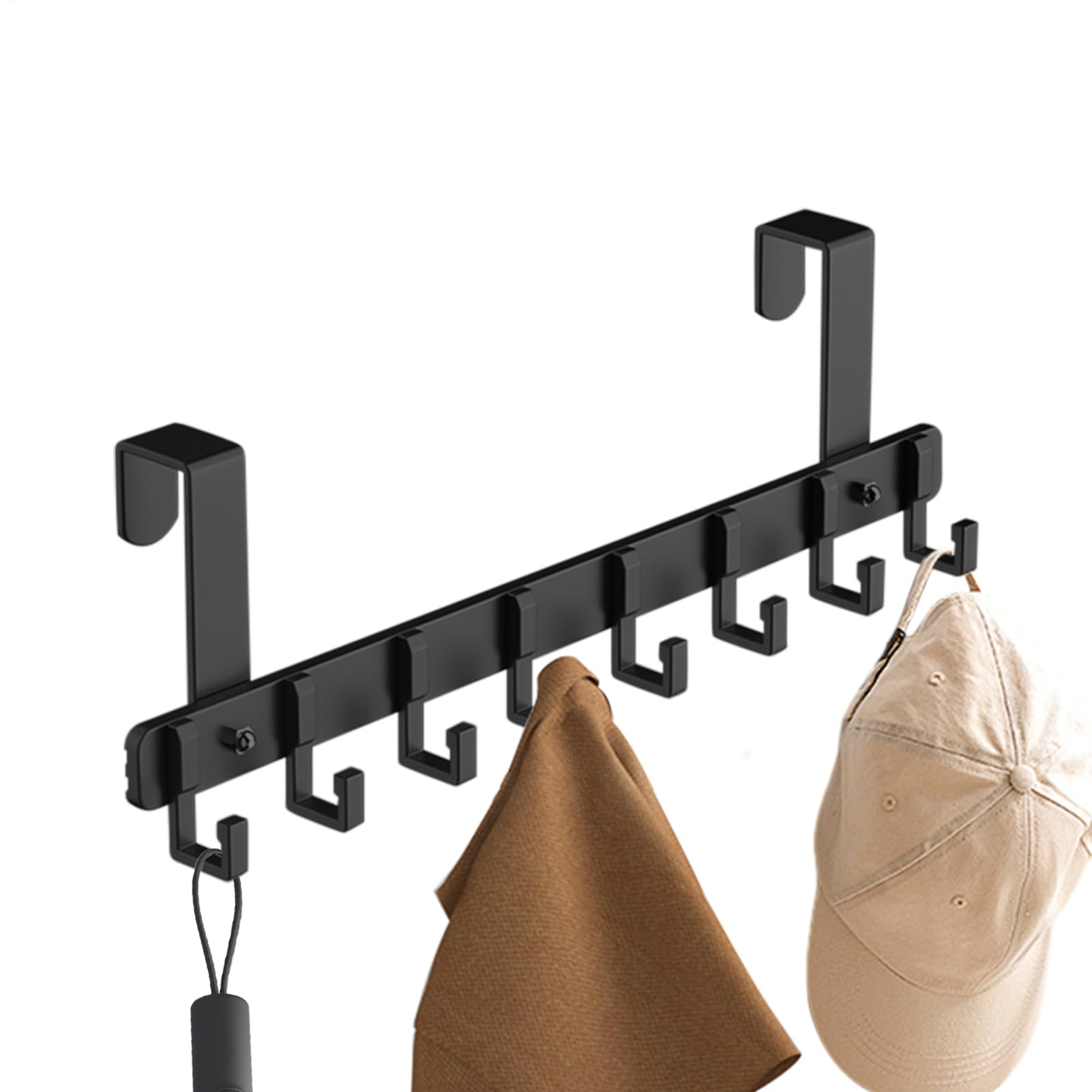 Crochets pour serviettes et porte-serviette en métal noir pour salle de bain