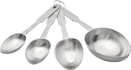 Norpro Juego de 4 tazas medidoras de acero inoxidable en forma de cucharada, equivalentes métricos, plata, 10.5 x 3.5 x 2 pulgadas
