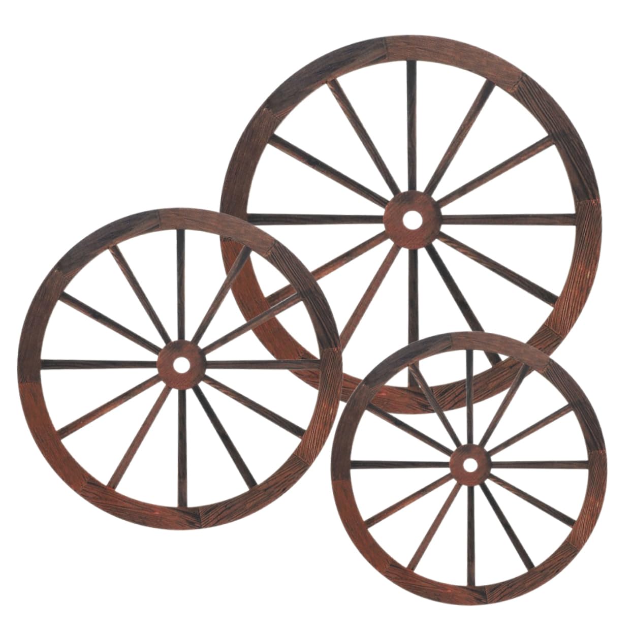 Decoración de rueda de madera vintage PRETYZOOM de 3 piezas para pared 8