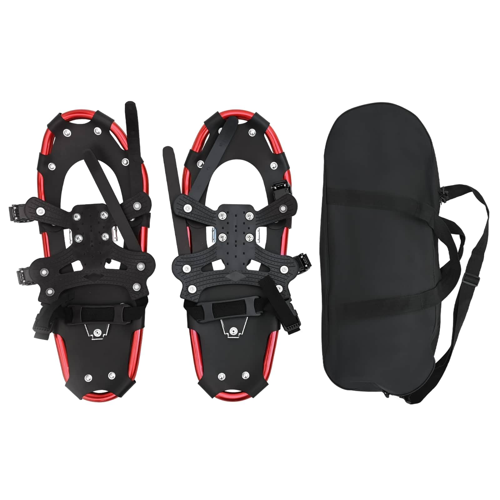 vidaXL Ciaspole 3 in 1 Rosso e Nero 53,5 x 21 cm Alluminio e HDPE, Ciaspole in alluminio per il giardino, attrezzatura outdoor regolabile, accessori moderni per camminare sulla neve
