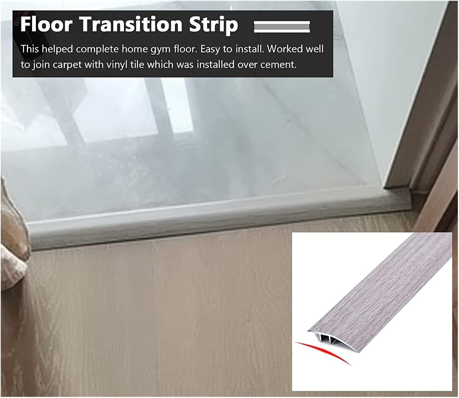 XHP Aluminium Floor Transition Strip 35-59 inch Modern Tile Floor Edging Trim Cuttable Carpet Edge Strip Doorways Reducer Non-Slip Metal Divider Strip (Color : D, Size : 51 inch/130cm) : Tools & Home Improvement