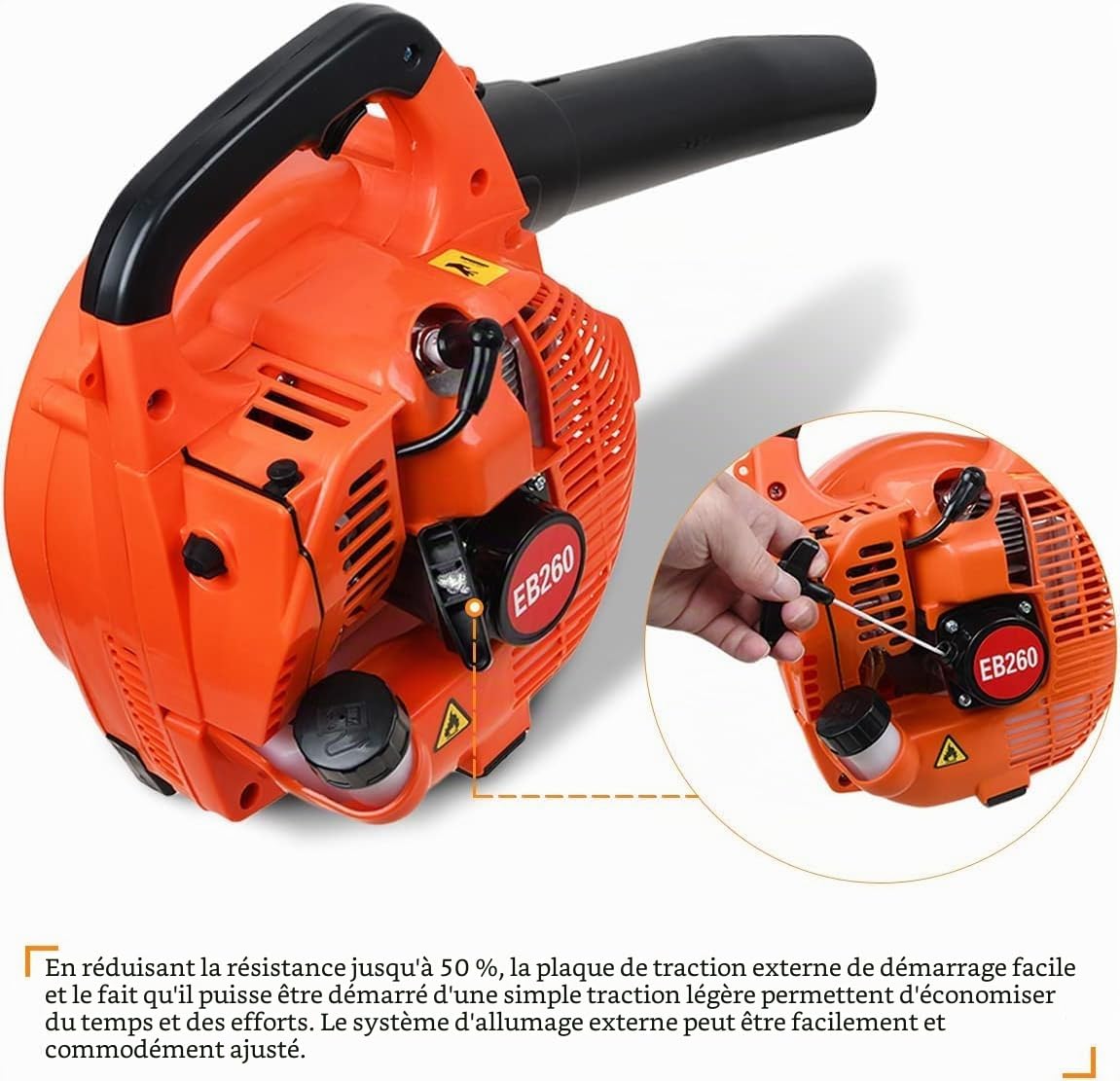 Souffleur de jardin à essence sans fil 26 cc