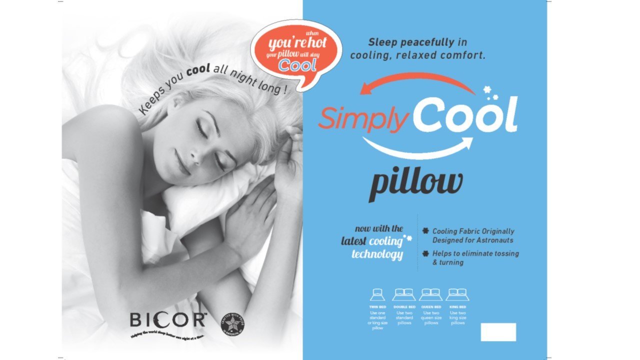 Bicor Simply Cool Pillow for Sleeping that Wick Heat and Moisture Away From the Skin Standard Size