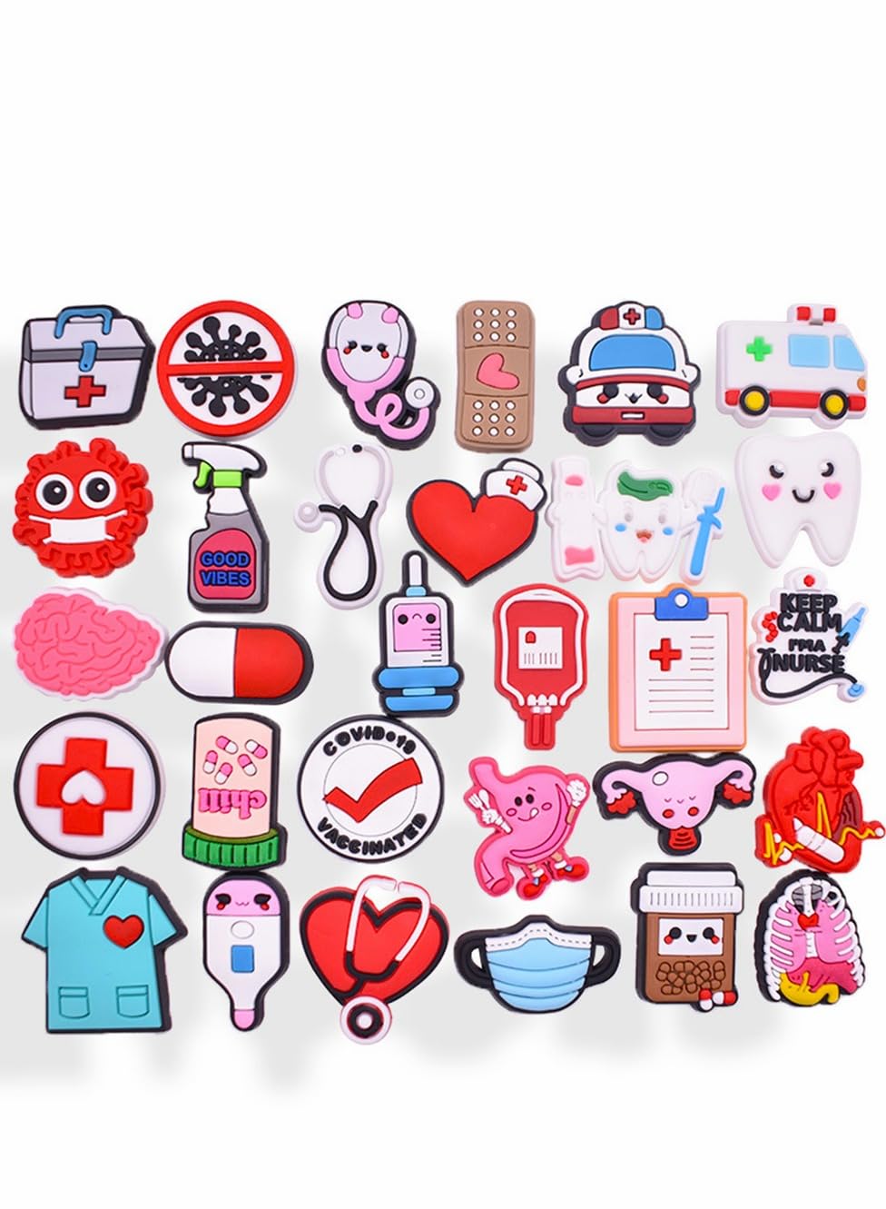 TERRIFI Shoes Decorations Charms shoes Accesories, Cute Dental shoe Charms, PVC Nurse Stethoscope Shoes Decorations for Adults Women Men, Doctor Care Personnel Gifts Party Favor, 35 PCS