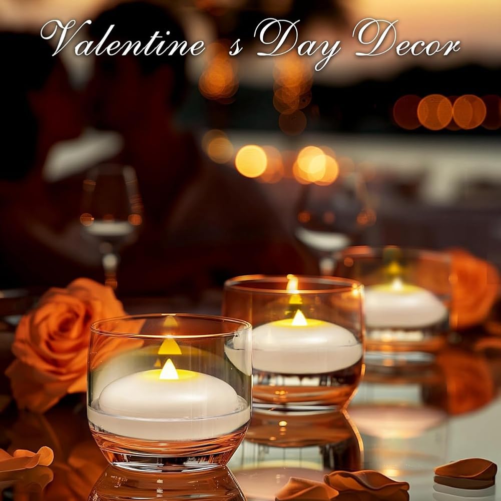 24 Confezione di 3" Candele Galleggianti A LED Impermeabili Tealights per Vasi Cilindrici, Decorazioni da Matrimonio