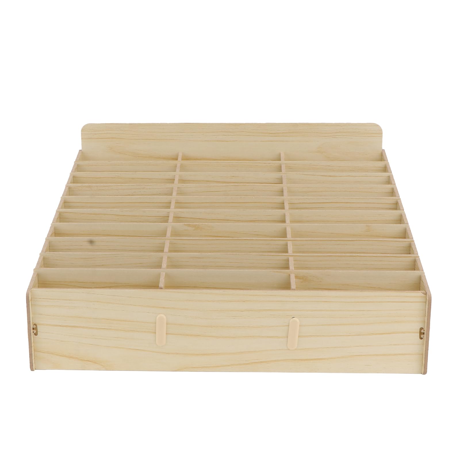 Cabilock 30-Grid Wooden Cell Phone Holder Desktop Organizer Multifunctional Storage Box for Classroom Office (Khaki)