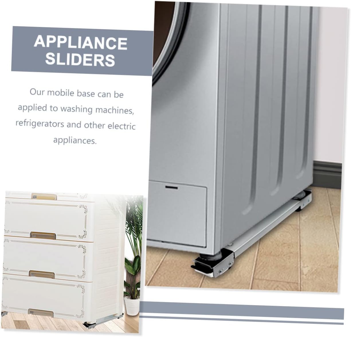 ARTIBETTER 2pairs Appliance Trolley Stand Heavy-duty Washing Machine Refrigerator Base Device Lock Wheels Support for Home Moving