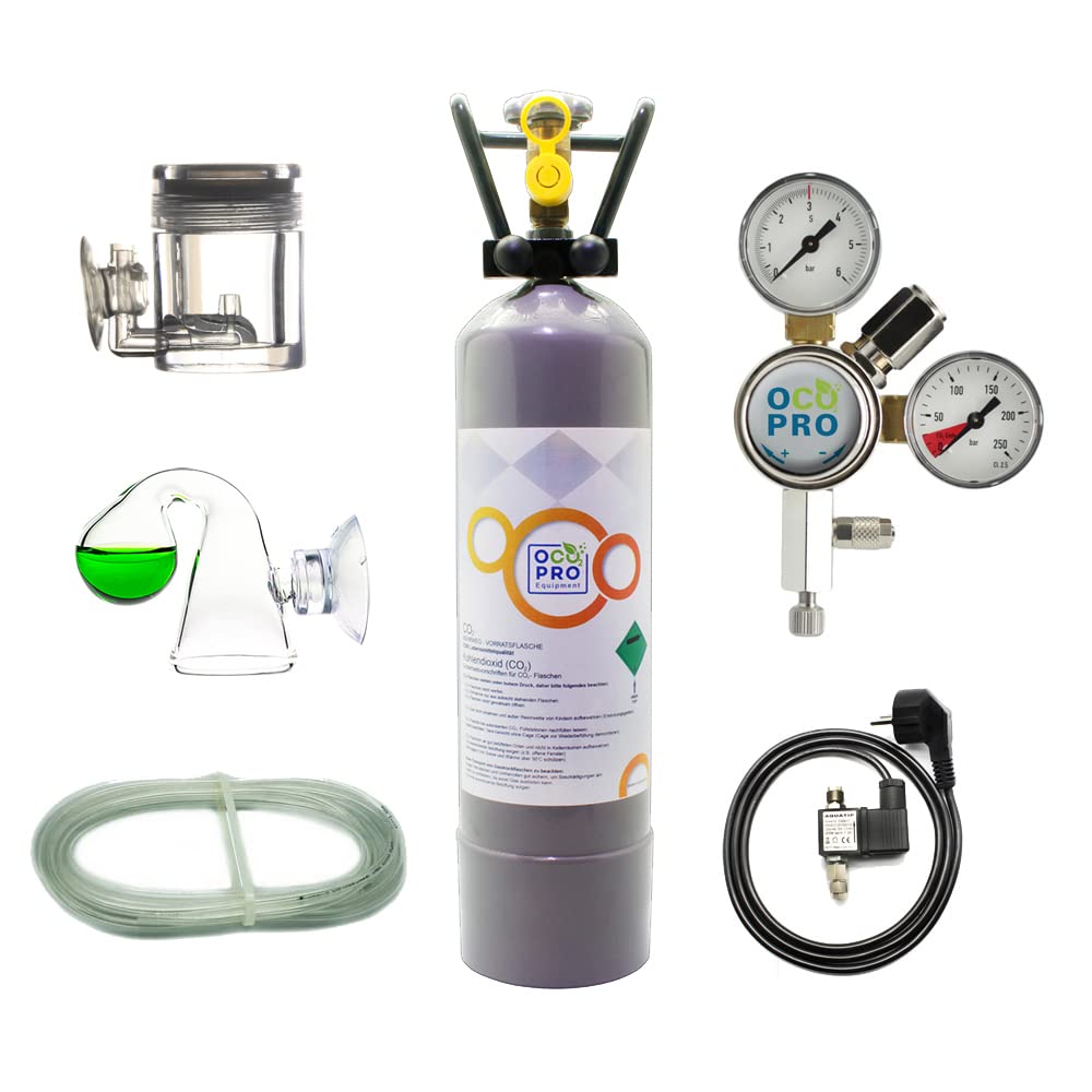 CO2 Anlage DLX-350 Plus Aquarium mit Nachtabschaltung & VOLLE 2kg Mehrwegflasche