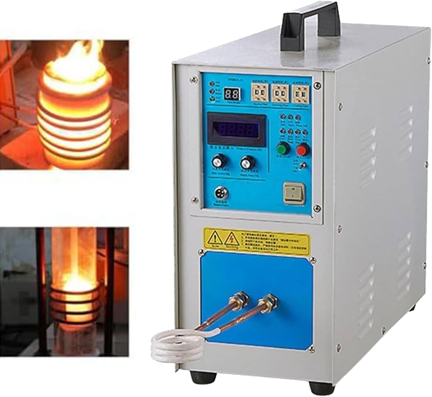 Small 15KW Induction Heater Furnace, 110V/220V High-Frequency Induction Heating Machine for Welding, Quenching, Annealing, Forging, Brazing and Heat Treatment, 30-100KHz