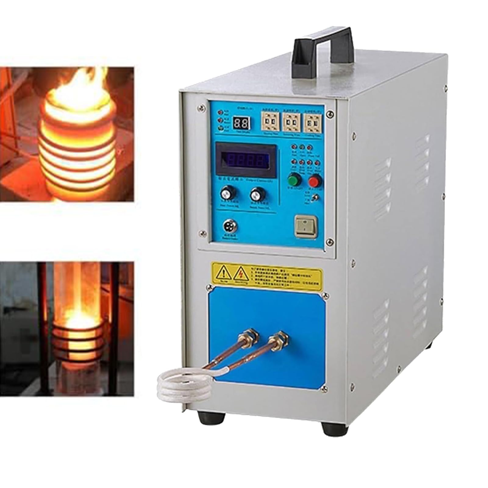 Small 15KW Induction Heater Furnace, 110V/220V High-Frequency Induction Heating Machine for Welding, Quenching, Annealing, Forging, Brazing and Heat Treatment, 30-100KHz