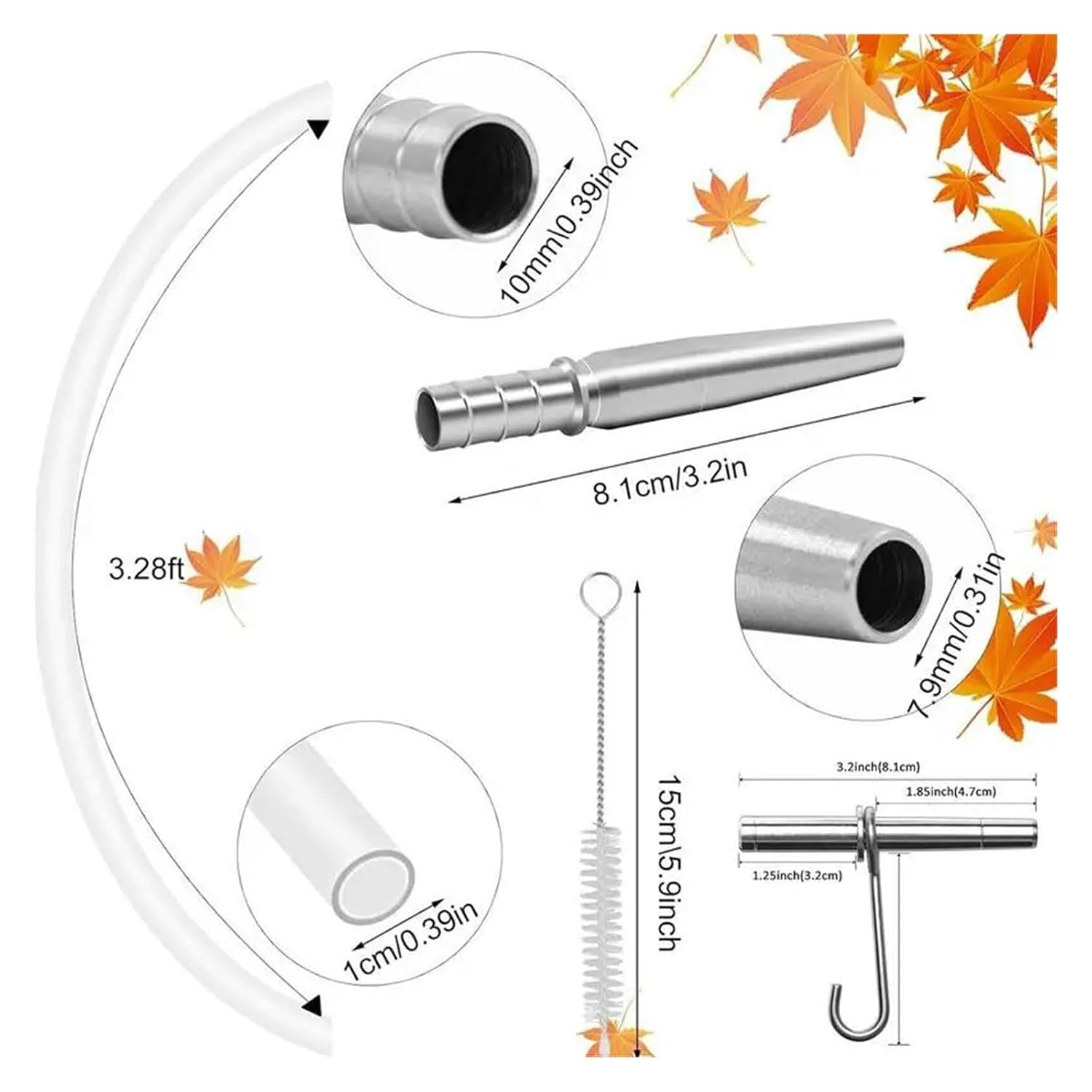 Stainless Steel Maple Syrup Tapping Kit 4 Set Sap Spiles with Hooks for Home Garden