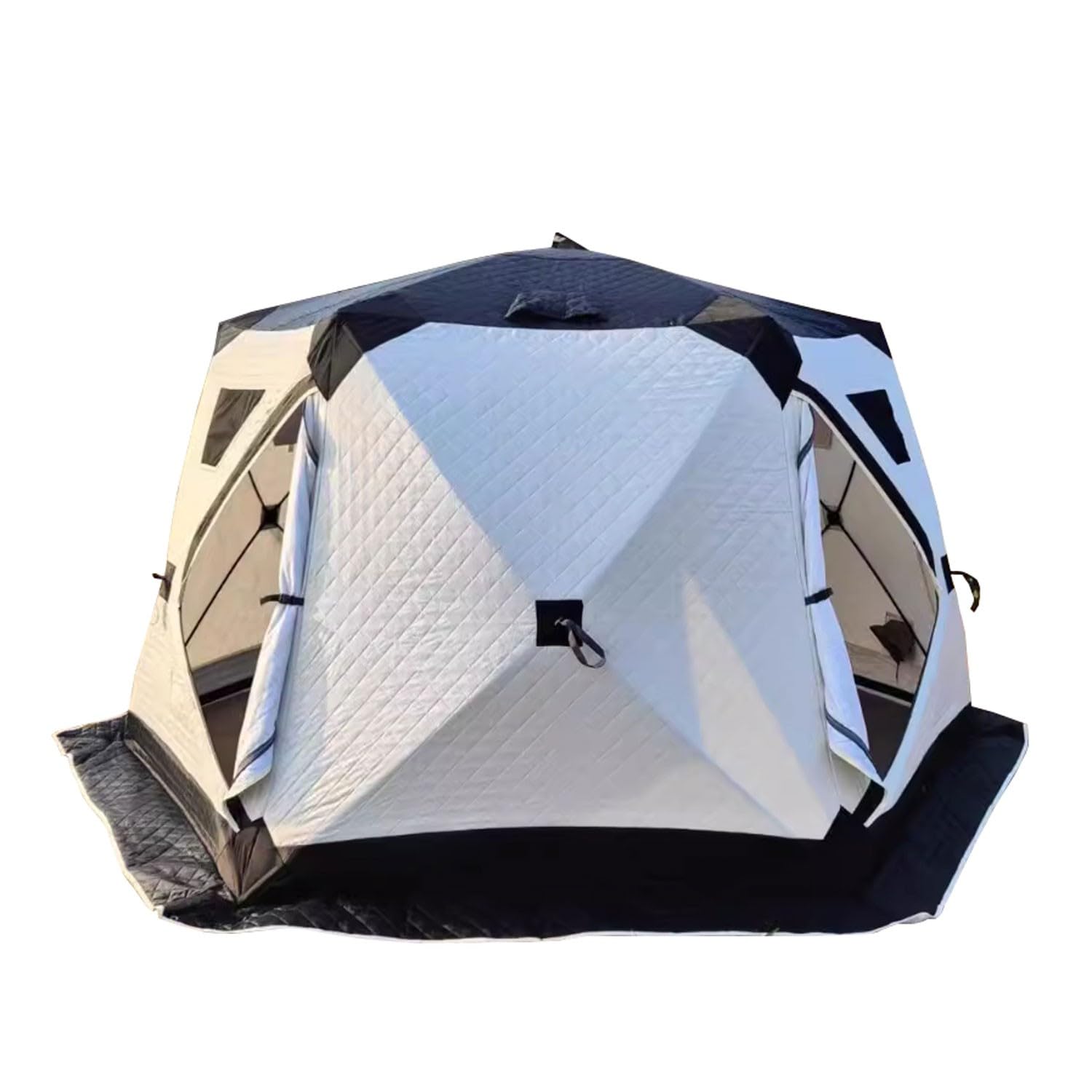 SciAza ice Fishing Tent ice Fishing shelter Insulated 5-8 Person Hexagonal Warm and Thickened Ice Fishing Tent with Chimney Vent(Color:2)